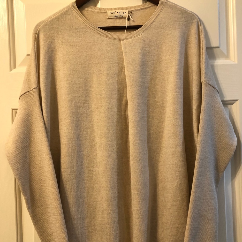 MA'RY'YA Merino Wool Beige Sweater